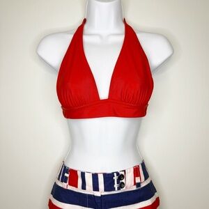 J. Crew Vibrant Red DD Halter Tie-Back Bikini Top Women’s Extra Extra Small XXS